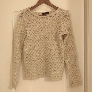 CREAM CHUNKY KNIT WOOL AND MOHAIR SWEATER MADE IN ITALY